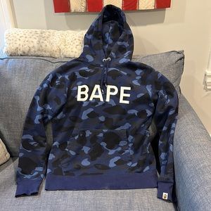 A Bathing Ape Hoodie “COLOR CAMO BAPE PULLOVER HOODIE” - Navy